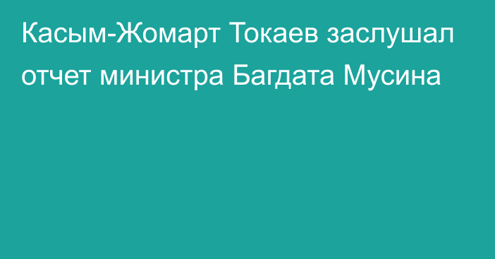 Касым-Жомарт Токаев заслушал отчет министра Багдата Мусина