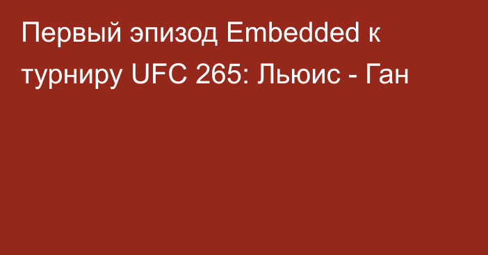 Первый эпизод Embedded к турниру UFC 265: Льюис - Ган