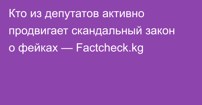 Кто из депутатов активно продвигает скандальный закон о фейках — Factcheck.kg