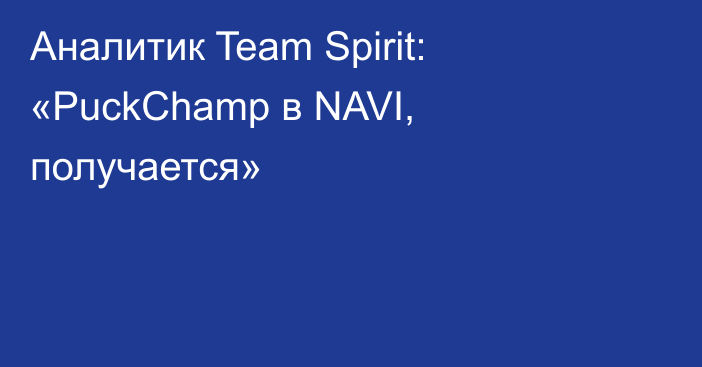 Аналитик Team Spirit: «PuckChamp в NAVI, получается»
