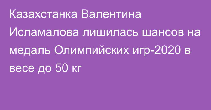 Казахстанка Валентина Исламалова лишилась шансов на медаль Олимпийских игр-2020 в весе до 50 кг