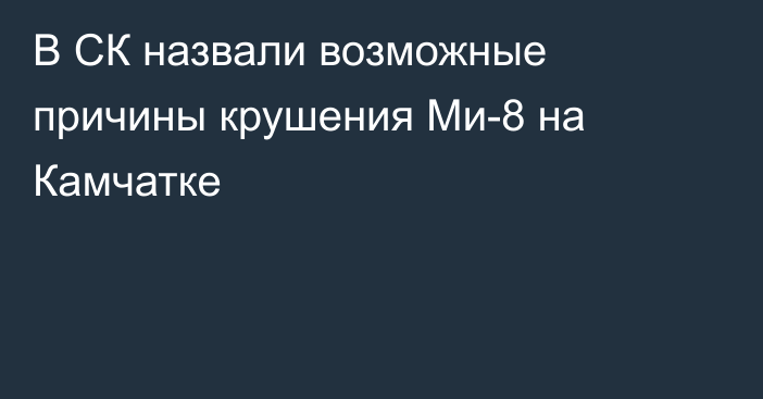 В СК назвали возможные причины крушения Ми-8 на Камчатке