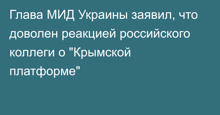 Глава МИД Украины заявил, что доволен реакцией российского коллеги о 