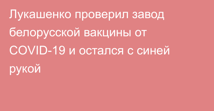 Лукашенко проверил завод белорусской вакцины от COVID-19 и остался с синей рукой