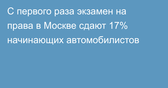 С первого раза экзамен на права в Москве сдают 17% начинающих автомобилистов