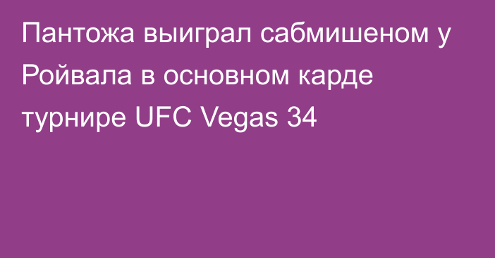 Пантожа выиграл сабмишеном у Ройвала в основном карде турнире UFC Vegas 34