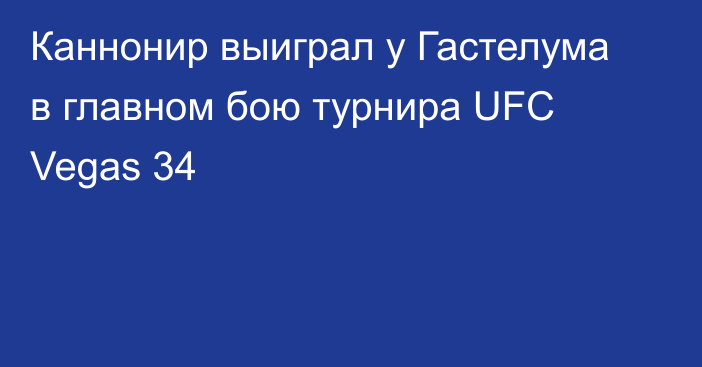 Каннонир выиграл у Гастелума в главном бою турнира UFC Vegas 34