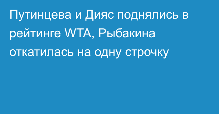 Путинцева и Дияс поднялись в рейтинге WTA, Рыбакина откатилась на одну строчку