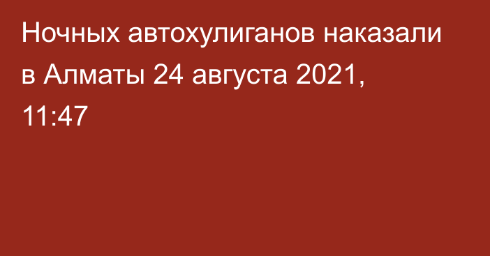 Ночных автохулиганов наказали в Алматы
                24 августа 2021, 11:47