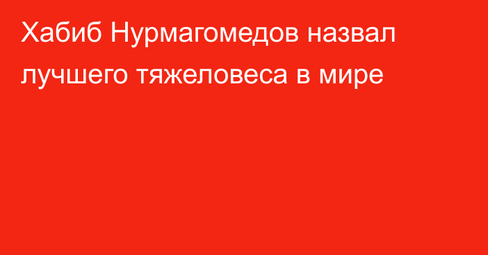 Хабиб Нурмагомедов назвал лучшего тяжеловеса в мире