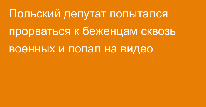 Польский депутат попытался прорваться к беженцам сквозь военных и попал на видео