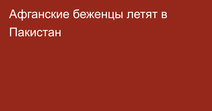 Афганские беженцы летят в Пакистан