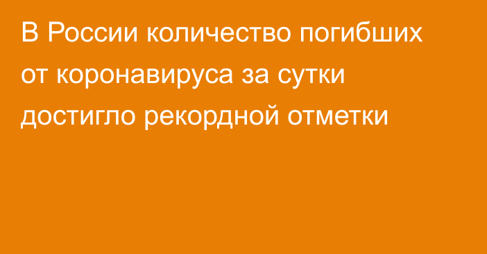 В России количество погибших от коронавируса за сутки достигло рекордной отметки