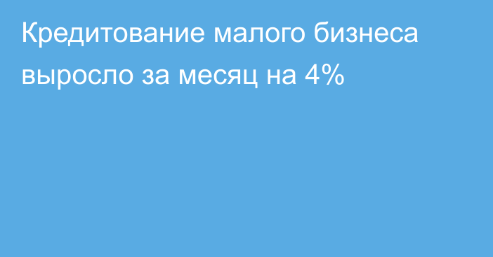 Кредитование малого бизнеса выросло за месяц на 4%