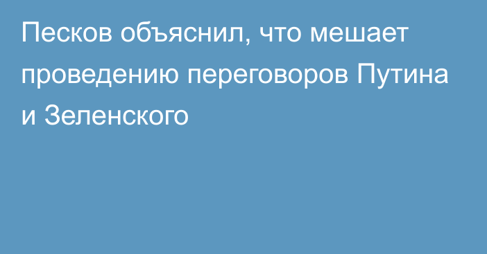 Песков объяснил, что мешает проведению переговоров Путина и Зеленского