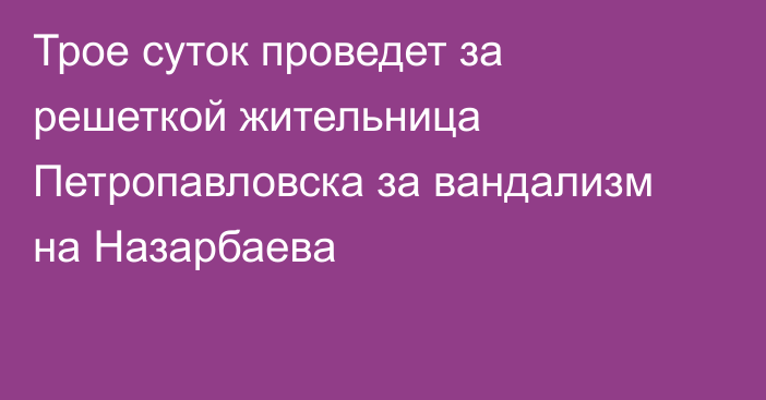 Трое суток проведет за решеткой жительница Петропавловска за вандализм на Назарбаева