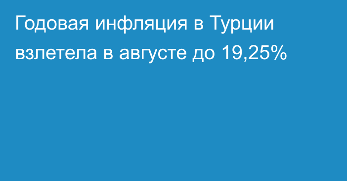 Годовая инфляция в Турции взлетела в августе до 19,25%