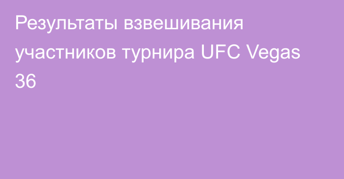 Результаты взвешивания участников турнира UFC Vegas 36