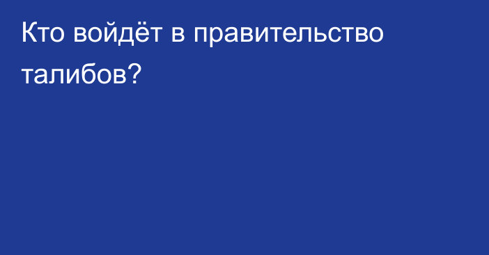 Кто войдёт в правительство талибов?