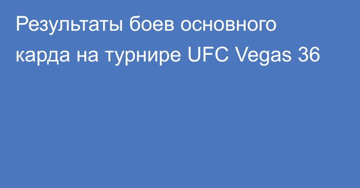Результаты боев основного карда на турнире UFC Vegas 36