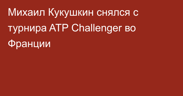 Михаил Кукушкин снялся с турнира ATP Challenger во Франции