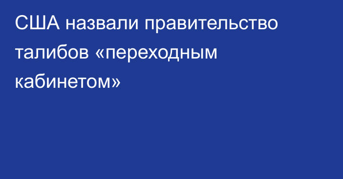 США назвали правительство талибов «переходным кабинетом»