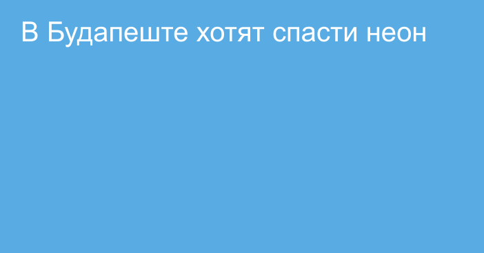 В Будапеште хотят спасти неон