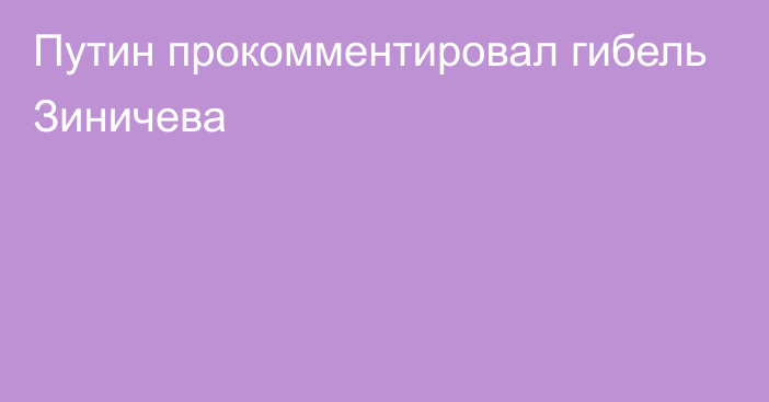 Путин прокомментировал гибель Зиничева