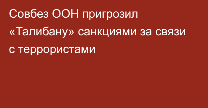 Совбез ООН пригрозил «Талибану» санкциями за связи с террористами