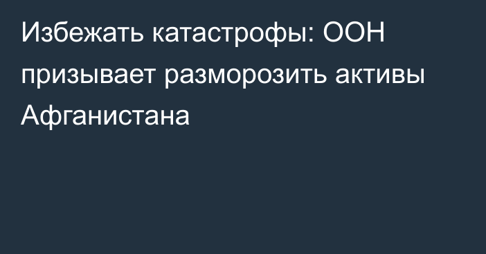 Избежать катастрофы: ООН призывает разморозить активы Афганистана