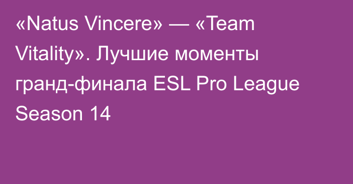 «Natus Vincere» — «Team Vitality». Лучшие моменты гранд-финала ESL Pro League Season 14