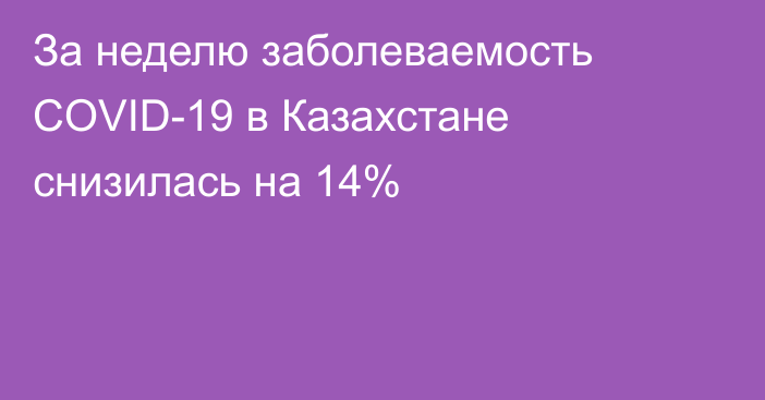За неделю заболеваемость COVID-19 в Казахстане снизилась на 14%