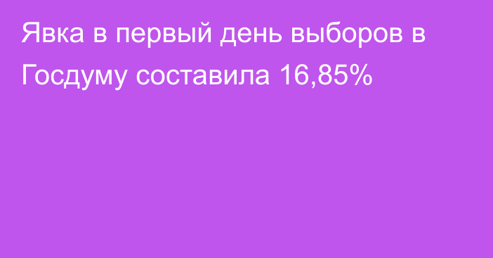 Явка в первый день выборов в Госдуму составила 16,85%