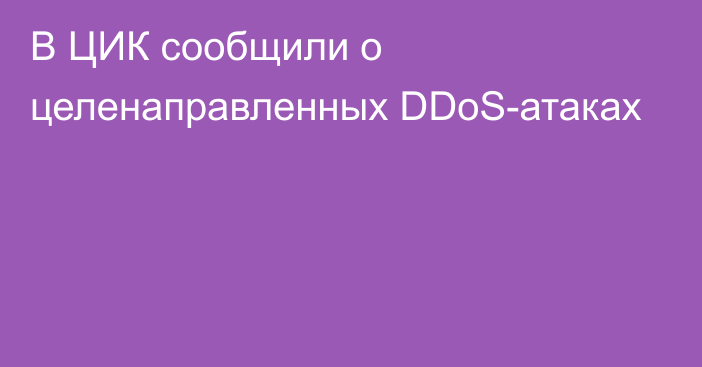 В ЦИК сообщили о целенаправленных DDoS-атаках