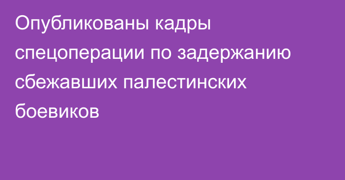 Опубликованы кадры спецоперации по задержанию сбежавших палестинских боевиков