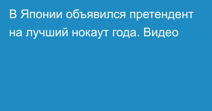 В Японии объявился претендент на лучший нокаут года. Видео