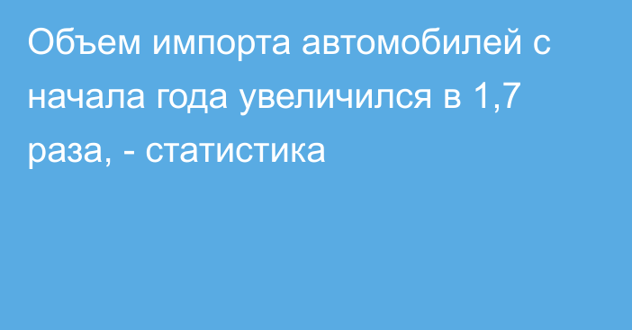 Объем импорта автомобилей с начала года увеличился в 1,7 раза, - статистика