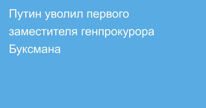 Путин уволил первого заместителя генпрокурора Буксмана