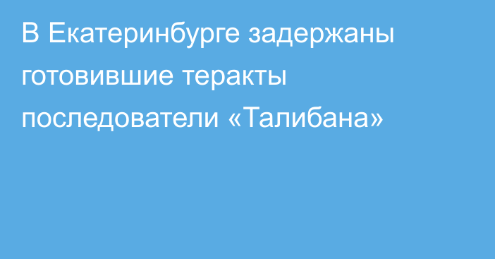 В Екатеринбурге задержаны готовившие теракты последователи «Талибана»