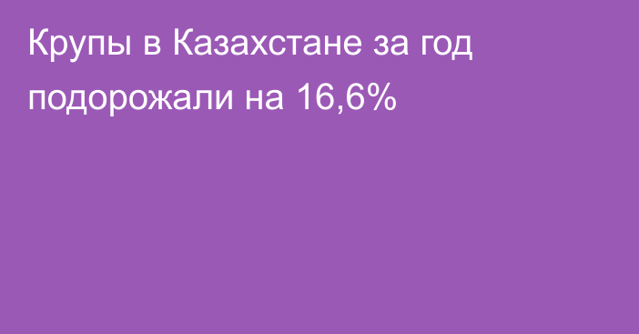 Крупы в Казахстане за год подорожали на 16,6%