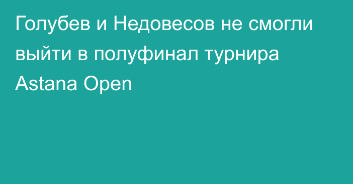 Голубев и Недовесов не смогли выйти в полуфинал турнира Astana Open