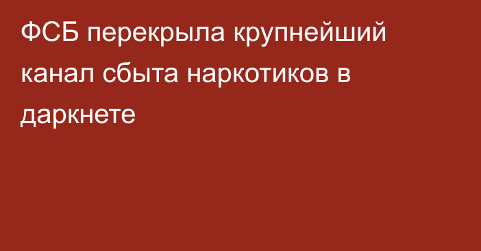 ФСБ перекрыла крупнейший канал сбыта наркотиков в даркнете