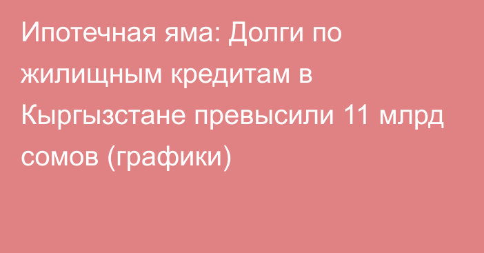 Ипотечная яма: Долги по жилищным кредитам в Кыргызстане превысили 11 млрд сомов (графики)