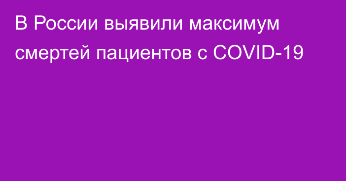 В России выявили максимум смертей пациентов с COVID-19