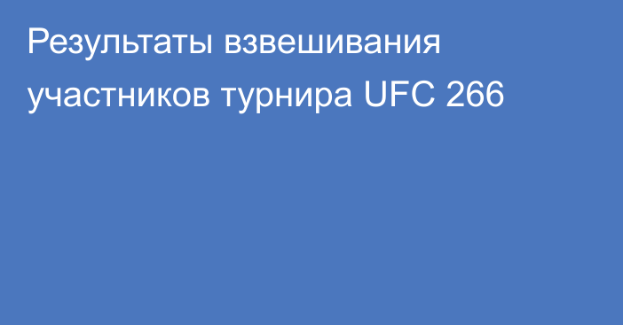Результаты взвешивания участников турнира UFC 266