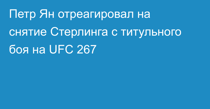 Петр Ян отреагировал на снятие Стерлинга с титульного боя на UFC 267