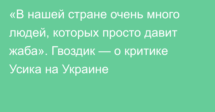 «В нашей стране очень много людей, которых просто давит жаба». Гвоздик — о критике Усика на Украине
