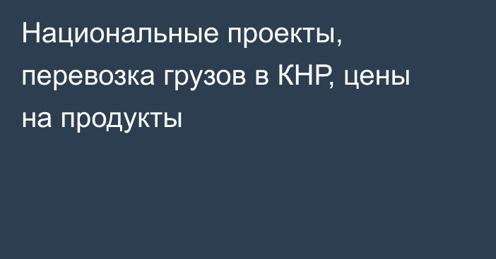 Национальные проекты, перевозка грузов в КНР, цены на продукты