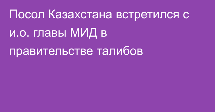 Посол Казахстана встретился с и.о. главы МИД в правительстве талибов