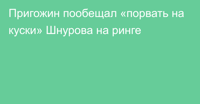 Пригожин пообещал «порвать на куски» Шнурова на ринге